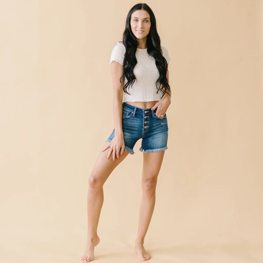 Belong With Me KanCan Button-fly Frayed Shorts