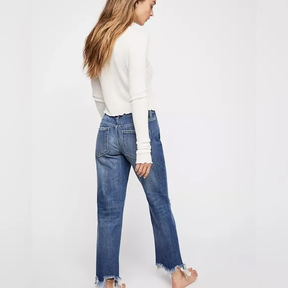 NWT Free People Jeans Free People Maggie Mid Rise Straight Jeans Size 27