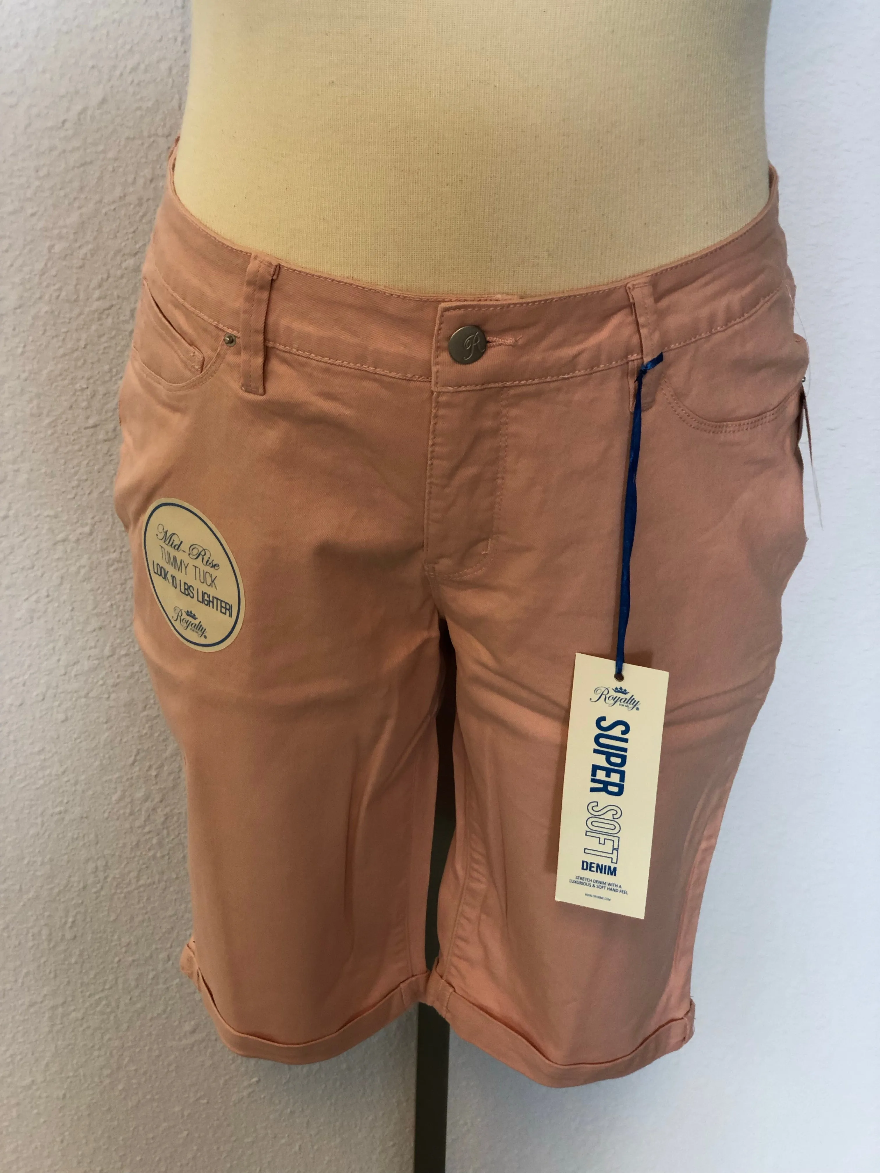 PLUS SIZE BASIC ROLLED CUFFED BERMUDA SHORTS