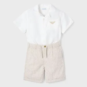 PRE ORDER - NEW SS25 Mayoral Boys Bermuda Shorts Set 3231 Cream/91