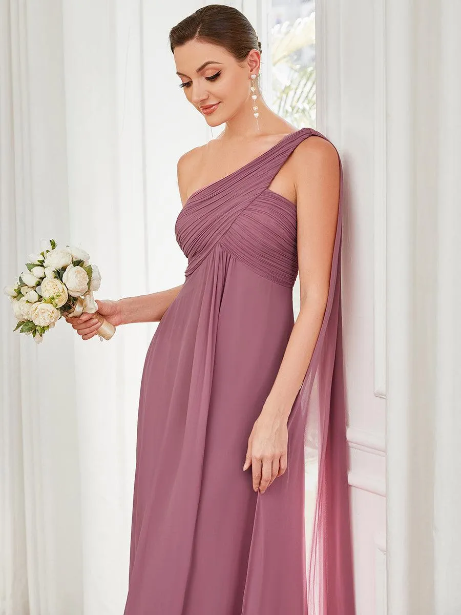 Robes de Soirée élégant Maxi Chiffon avec Une épaule pour Femmes