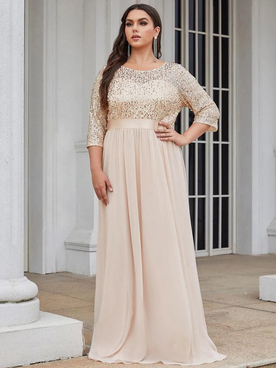 Robes de soirée longues en tulle et paillettes pour la mère de la mariée Grande taille