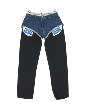 Upcycled Trousers With Denim Shorts on Top